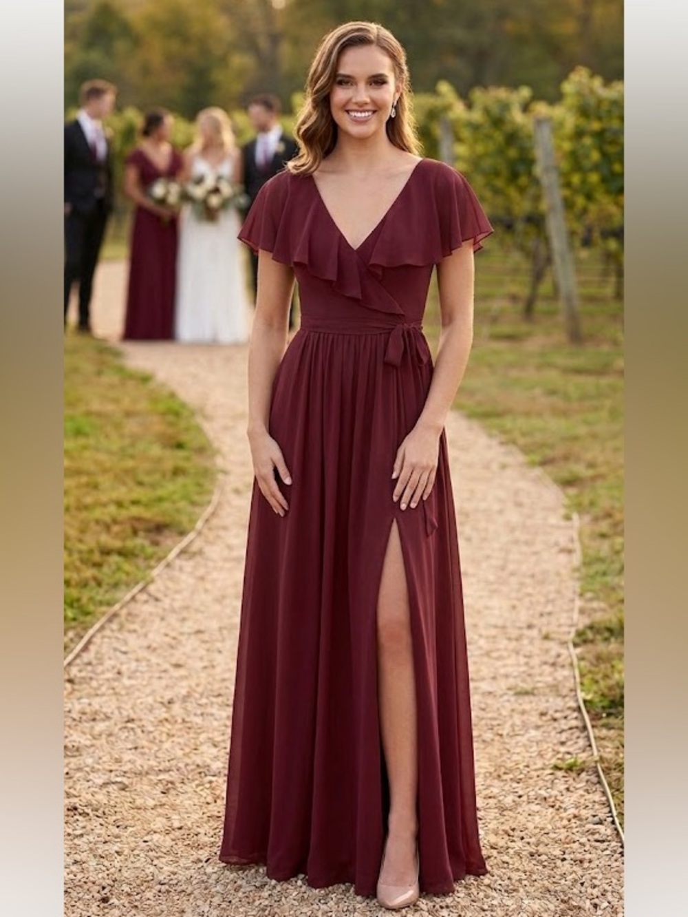 Azazie Cabernet Chiffon Wedding bridesmaid dress